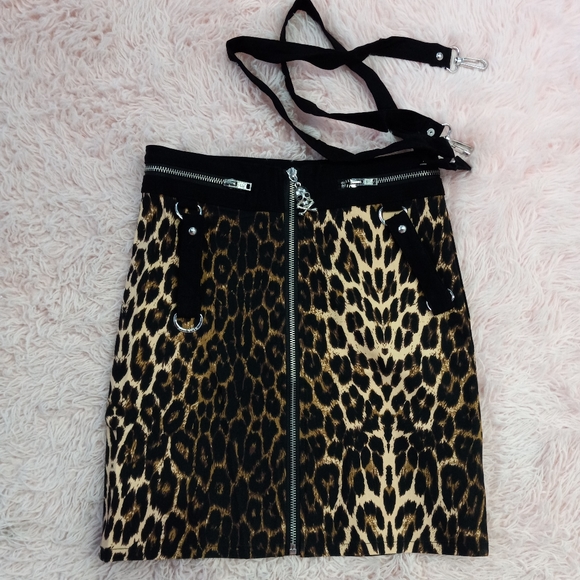 Killstar Dresses & Skirts - Killstar nwt leopard goth/punk skirt! Pretty kitty strappy mini! FINAL PRICE!